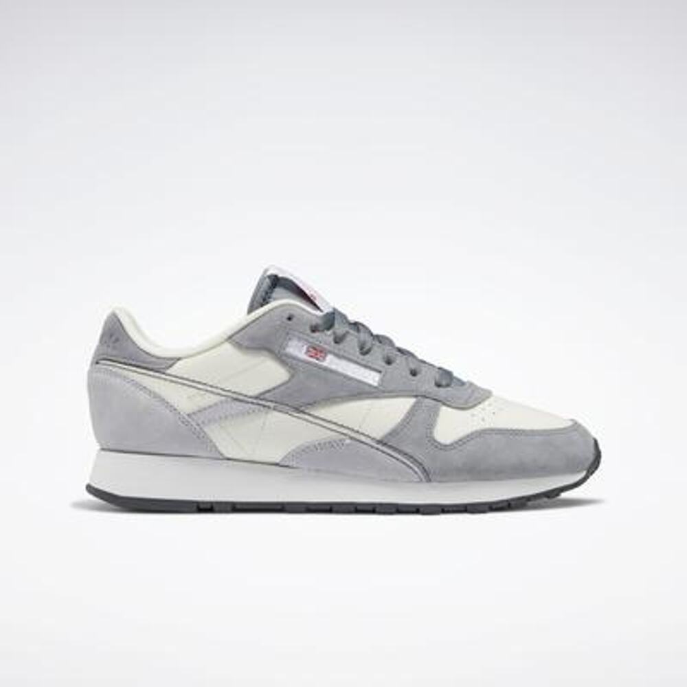 Reebok Classic Leather Shoes - Cold Grey/Chalk, Size M 3.5/W 5